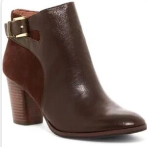 Louise et Cie Vasca Brown Genuine Leather Heel Ankle Boots 8.5